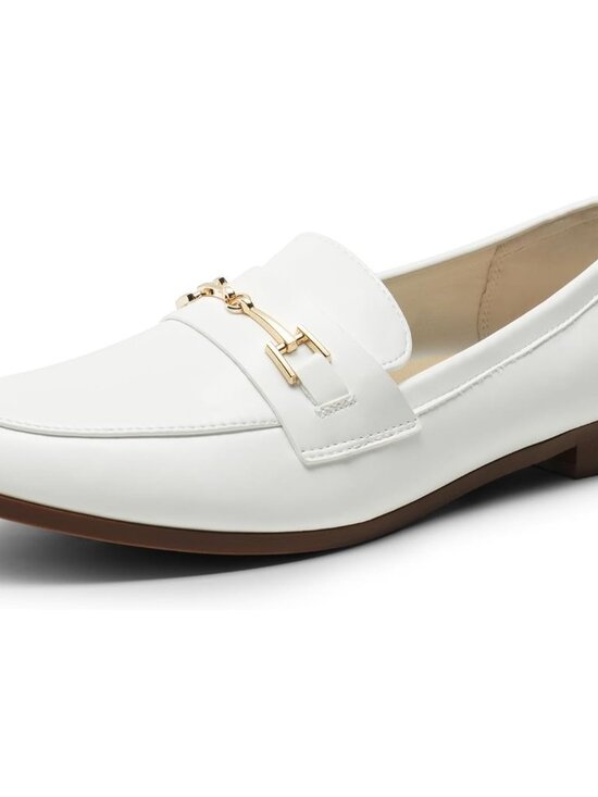 Dream Pairs Women White-pu Faux Leather Closed Rounded Toe Loafers Dressy Shoes - Picture 3 of 7
